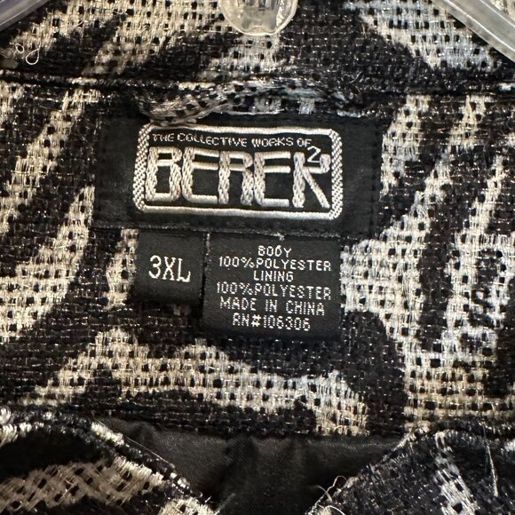 The Collective Works of Berer 2 - Black & White Zebra Zip Jacket - Size 3X - Picture 3 of 5